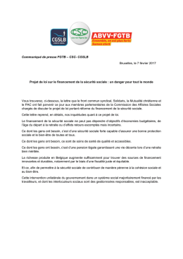 Communiqu&eacute; de presse en front commun du 7 f&eacute;vrier