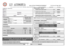 XXV AUTOMOBILIA BULLETIN D`ENREGISTREMENT 19, 20 et 21