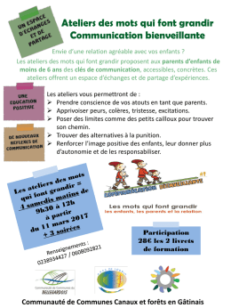 Ateliers des mots qui font grandir pour les parents d`enfant de moins