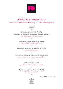 MENU du 8 F&eacute;vrier 2017