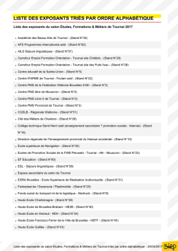 liste des exposants triés par ordre alphabétique