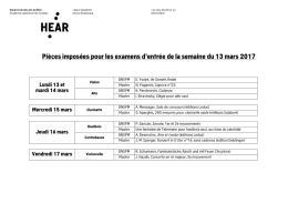 Pièces imposées pour les examens d`entrée de la semaine du 13