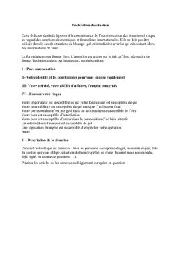 D&eacute;claration de situation Cette fiche est destin&eacute;e &agrave; porter &agrave; la