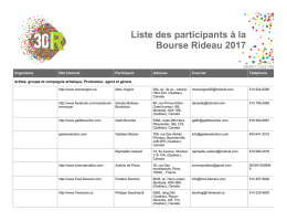 Liste des participants &agrave; la Bourse Rideau 2017