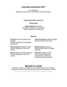 Composition du comit&eacute; organisateur des Journ&eacute;es
