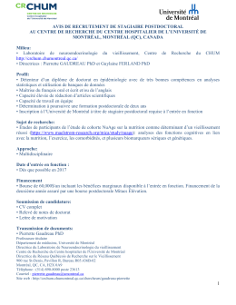 1 avis de recrutement de stagiaire postdoctoral au centre de