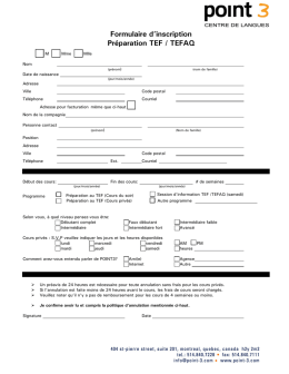 Inscrivez-vous aux cours de pr&eacute;paration!