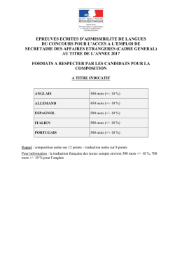 Consignes langues à titre indicatif