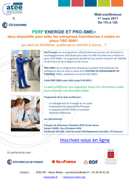 Web-conférence 1er mars 2017 De 11h à 12h PERF