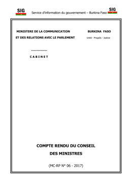compte rendu du conseil des ministres