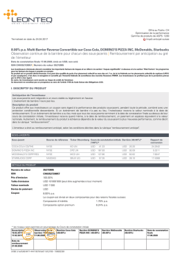 8.00% pa Multi Barrier Reverse Convertible sur Coca