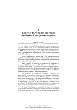 Le projet Paris-Saclay