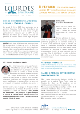 Communiqu&eacute; du Sanctuaire de Lourdes
