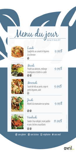 Menu de la semaine