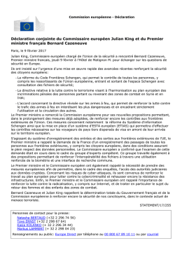 D&eacute;claration conjointe du Commissaire europ&eacute;en Julian