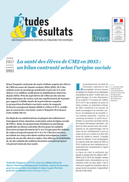 La santé des élèves de CM2 en 2015 : un bilan contrasté