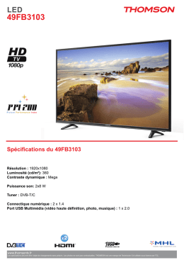 Sp&eacute;cifications du 49FB3103 - the TCL