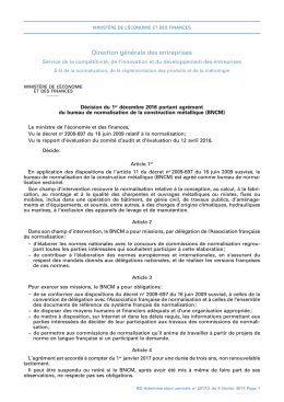 D&eacute;cision du 1er d&eacute;cembre 2016 portant agr&eacute;ment du bureau de