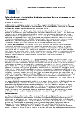 Relocalisation et réinstallation: les États membres