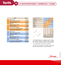 Tarifs 72 LA ROCHE-SUR-FORON / BONNEVILLE / CLUSES