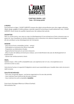 COMPTABLE GENERAL (H/F) Poste : CDI &agrave;
