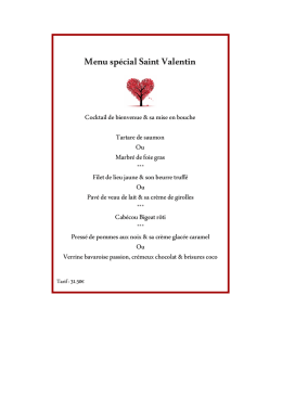 Menu spécial Saint Valentin