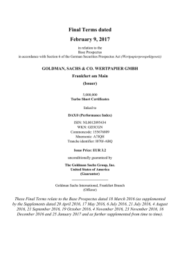 Final Terms dated February 9, 2017