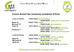 Cours durant les vacances scolaires d`hiver