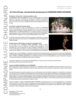 communiqu&eacute; - Compagnie Marie Chouinard