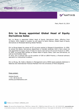 PR Appointment Eric Le Brusq - racine