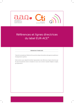 Références et lignes directrices du label EUR-ACE