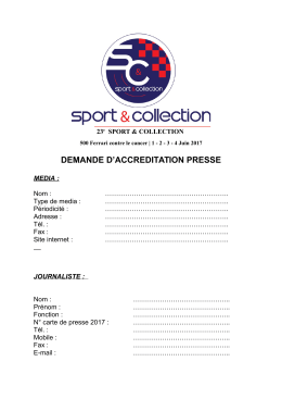 accreditation 2017 - Sport et Collection