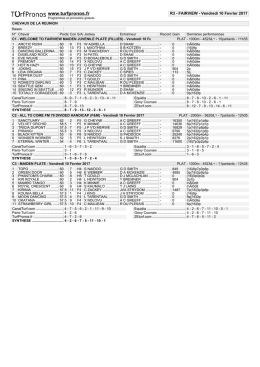 R3 - FAIRVIEW - Vendredi 10 Fevrier 2017