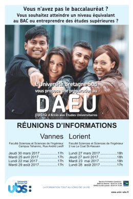 Vannes Lorient RÉUNIONS D`INFORMATIONS