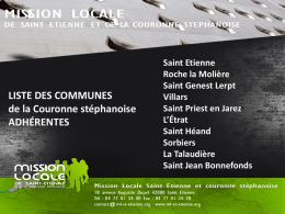 LISTE DES COMMUNES de la Couronne st&eacute;phanoise ADH&Eacute;RENTES