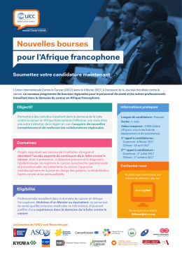 pour l`Afrique francophone Nouvelles bourses