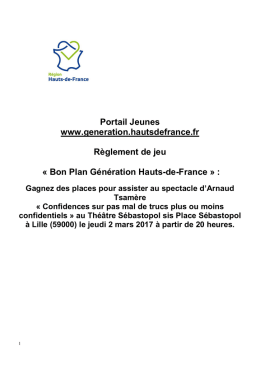 R&egrave;glement de Jeu - G&eacute;n&eacute;ration Hauts-de-France - R&eacute;gion Hauts