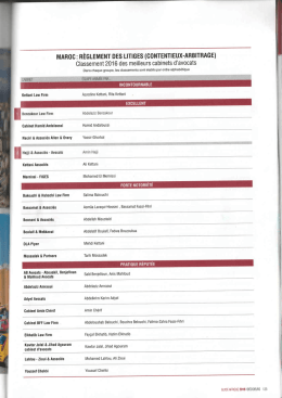 R&egrave;glement des litiges(Contentieux-Arbitrage)