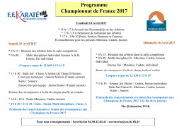 Prévision du programme Championnat de France 2017