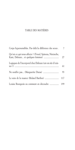 Table des mati&egrave;res - Editions de Minuit