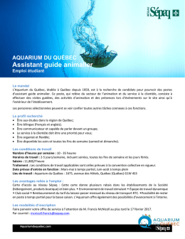 AQUARIUM DU QUÉBEC Assistant guide animalier