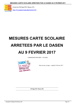 mesures carte scolaire arretees par le dasen au 9