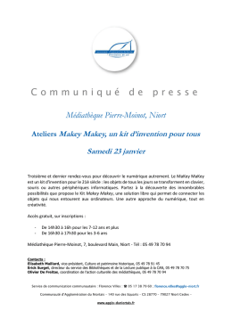 Communiqué de presse - Communauté d`Agglomération du Niortais