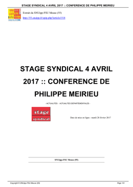 stage syndical 4 avril 2017 / conference de philippe