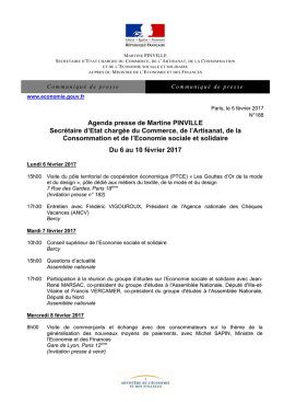 Agenda presse de Martine PINVILLE Secrétaire d`Etat chargée du