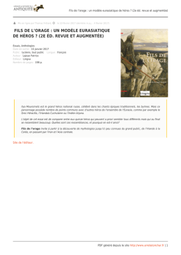 Fils de l`orage : un mod&egrave;le eurasiatique de h&eacute;ros