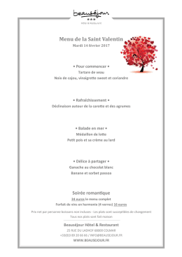 Menu de la Saint Valentin