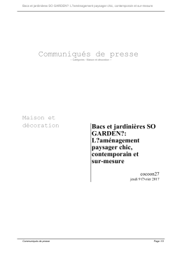 Bacs et jardinières SO GARDEN?: L?aménagement