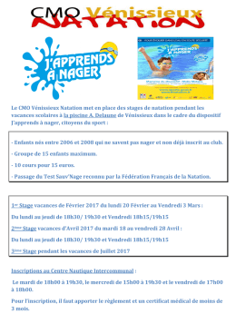 J`apprends à nager 2017 - CMO Vénissieux Natation