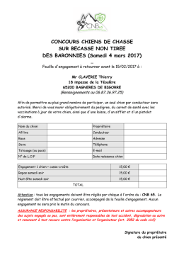 Feuille d`engagement - Club National des B&eacute;cassiers